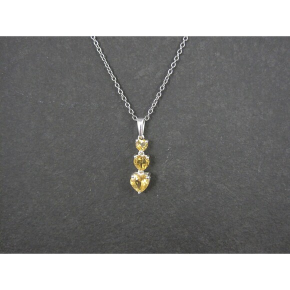 Citrine Heart Pendant Sterling Silver Estate Jewelry - Picture 2 of 10